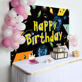 Aperturee - Aperturee Cute Cartoon Pok¨¦ Ball Pop Happy Birthday Backdrop